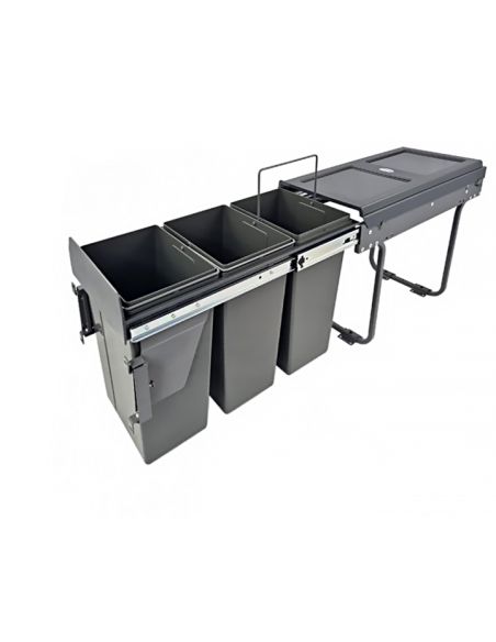 Ведро-сегрегатор для шкафа 300мм с передним креплением 3х10л ГРАФИТ Movimento/GTV