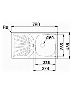Кухонная мойка Pyramis ET 78 x 43,5 1B 1D полированная 2