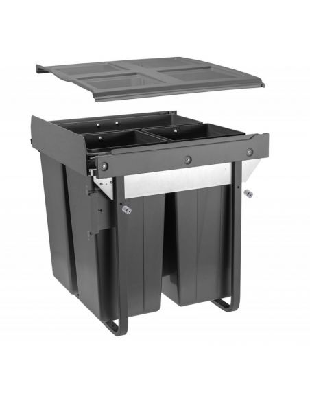 Ведро-сегрегатор для шкафа 600мм с передним креплением 1х34л+2х17л графит PB-45-MF342X17-60A