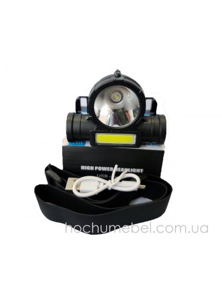 Фонарь налобный LED+COB USB зарядка