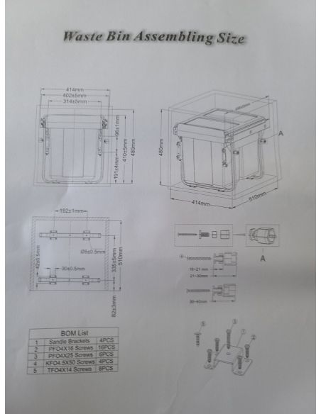 Ведро-сегрегатор для секции 450мм с передним креплением 2х20л