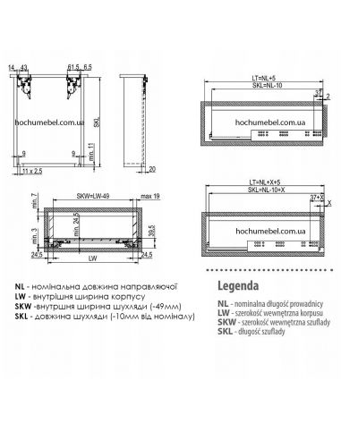 Направляющая REJS Comfort Slide полного...
