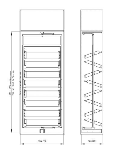 Поворотний механізм для взуття на 12 полиць...