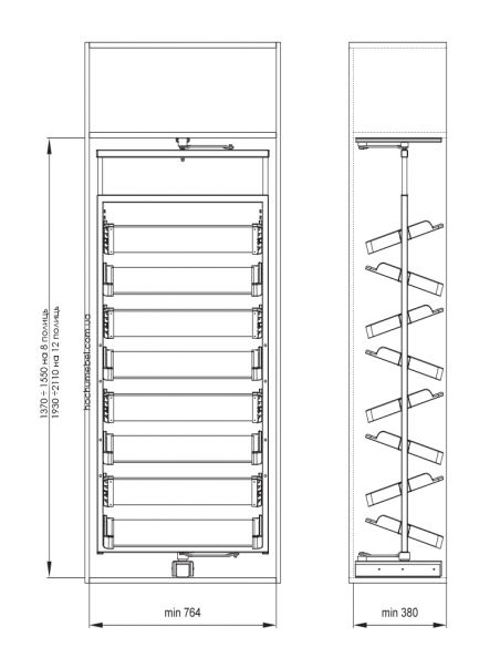 Поворотний механізм для взуття на 8 полиць антрацит SYMPHONY
