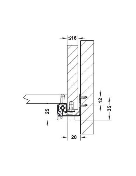 Направляюча нижнього монтажу TANDEM PK-130 3/4 висування с дотягувачем (16мм) ATM