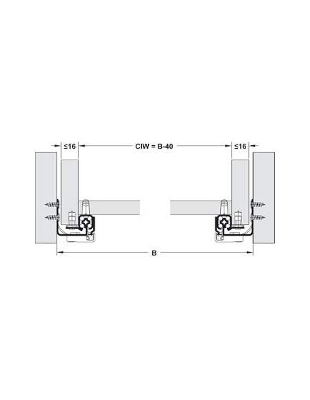 Направляющая нижнего монтажа TANDEM PK-130 3/4 выдвижения (16мм) с доводчиком ATM