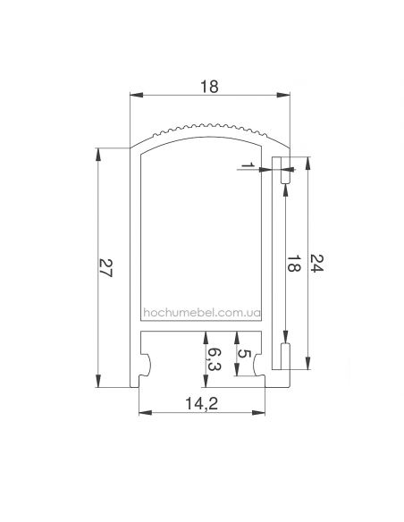 Штанга Lumino для LED стрічки із пазом під крайку L-3000 з розсіювачем