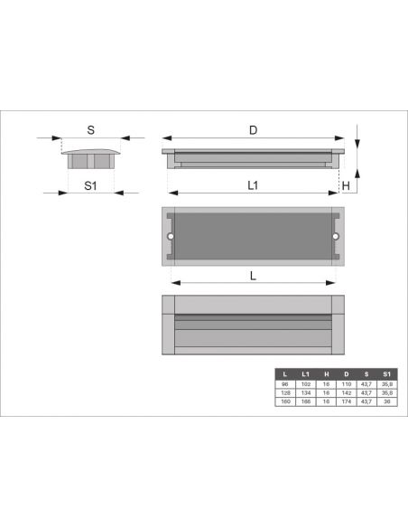 Ручка врезная ATM UM-010 L-128 A12/P2 (P2/P2) черный мат