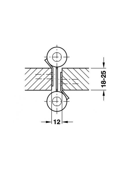 Петля для двостороннього відкривання нікельований 75 мм D22 мм 180° для дверей вагою 15 кг