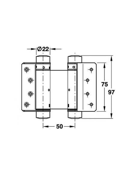 Петля для двустороннего открытия никелированная 75 мм D22 мм 180° для дверей весом 15 кг