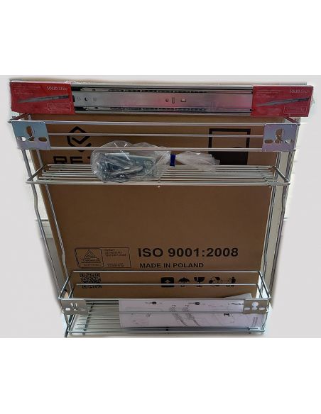 Карго 150 (бокове на телескопічній напрямній з дотягувачем) REJS ефект хром 2 полки