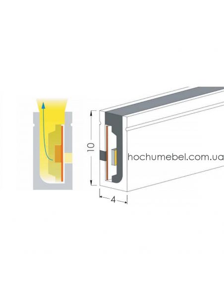 Світлодіодний неон 24V 4x10 теплий білий NEON24V-120-9W-NW