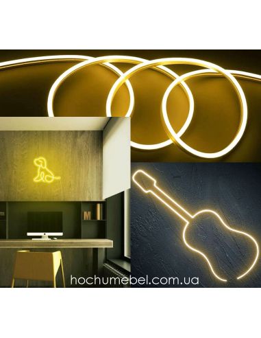 Светодиодный неон 24V 4x10 теплый белый...