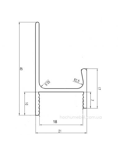 Ручка-профиль накладная на 18мм черный анод "L"