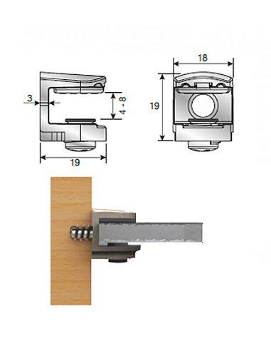 Полкодержатель с фиксацией стекла 4-6мм Mesan...