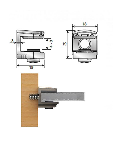 Полкодержатель с фиксацией стекла 4-6мм Mesan никель