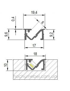 Профиль врезной для LED угловой скрытый 3м черный мат 2