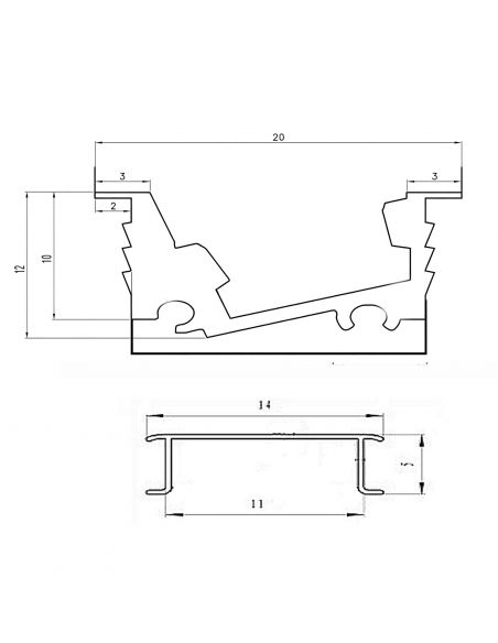 Профіль для LED врізний+кутовий Loox 3м чорний мат з розсіювачем