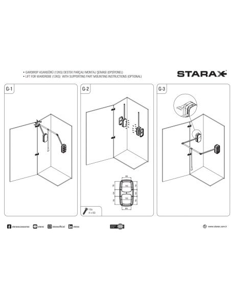 Гардеробный лифт-пантограф 600-850мм (12кг) Starax антрацит S-6011-A
