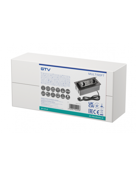 Подовжувач офісний MULTISOFT 2 розетки SCHUKO USB А+С + HDMI провід 1,5м з вилкою Чорний