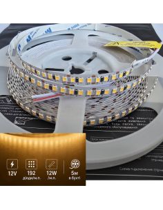 Лента LED 12V теплый 2835 192 диода/м.п. 12W/м.п. 3000К IP20