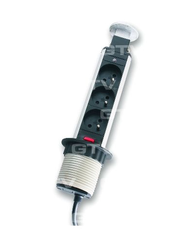 Настольный скрытый разветвитель 60мм 3хSchucko серый (AE-BPW3/60-80)