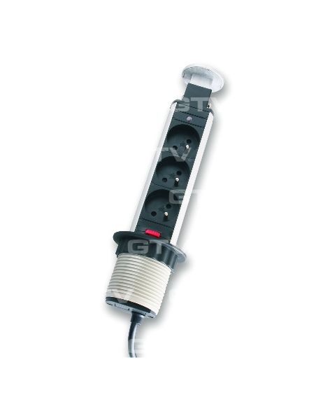 Настольный скрытый разветвитель 60мм 3хSchucko серый (AE-BPW3/60-80)