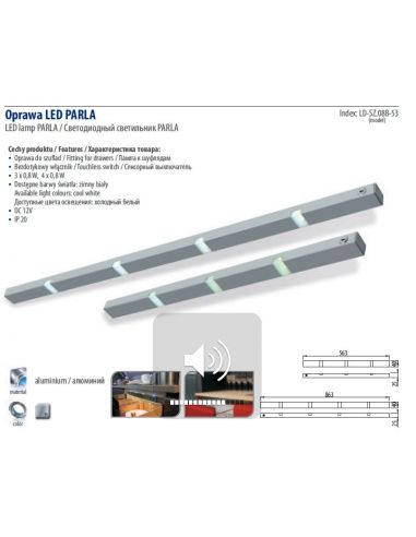 Светильник LED для выдвижных ящиков PARLA 863мм