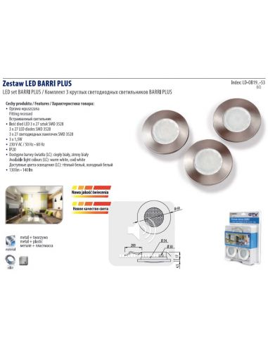 Світильник LED BARRI PLUS холодний білий 220V